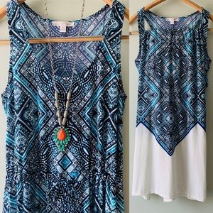 London Times geometric print maxi dress w/ slits